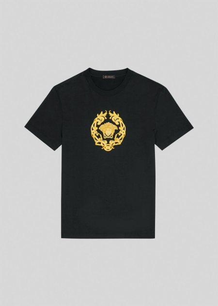 Versace Embroidered Medusa Crest Motif T-shirt Herr - 970368YWG